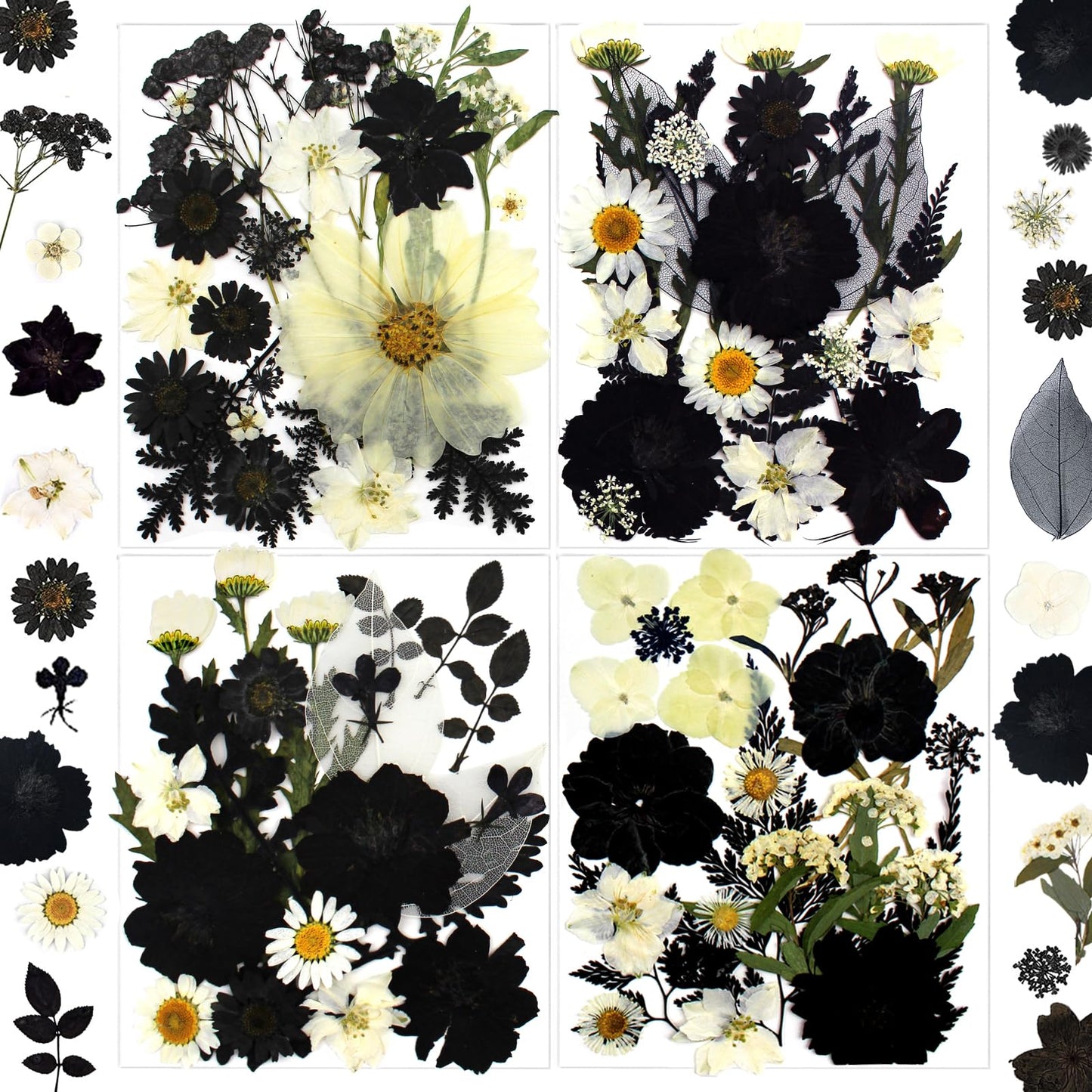 LUCISKY 90Pcs Black Pressed Dried Flowers for Resin Molds, Real Natural Bulk Dry Floral Leave for DIY Art Crafts, Epoxy Jewelry, Candle, Soap Making, Nails Decors