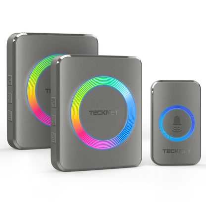 TECKNET Wireless Doorbell, Door Bell 0-120dB, 1300 ft Wireless Range, IP65 Waterproof Classroom Doorbells, 60 Chimes & 5 Volume Levels, RGB Light for Home Kid Room Office Hearing Impaired