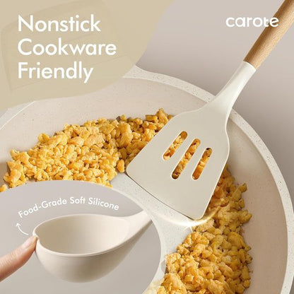 CAROTE 22-Piece Silicone Cooking Utensils Set - Heat Resistant Kitchen Gadgets | Spatula, Turner, Whisk, Tongs