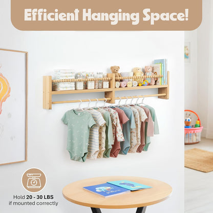 Stelzriede Set 3 31.5" 3.9" 3.7 Floating Book Shelves for Nursery Nursery Shelves for Wall with Hanging Rod of Wooden