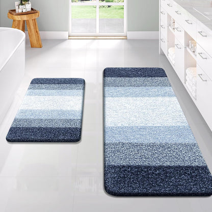 OLANLY Bathroom Runner Rugs - Extra Soft Microfiber, Quick Dry & Washable | 59x24 Navy Blue Bath Mat