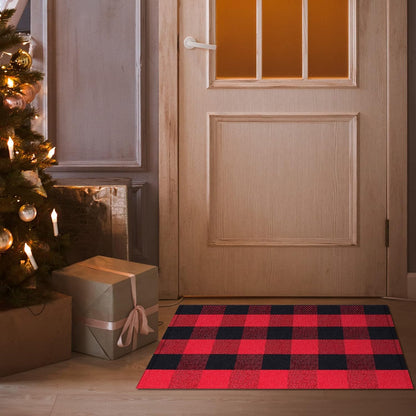 Buffalo Plaid Check Rug 35.4 x 23.6 Inch, Outdoor Indoor Front Porch Doormat, Washable Woven Decor for Home