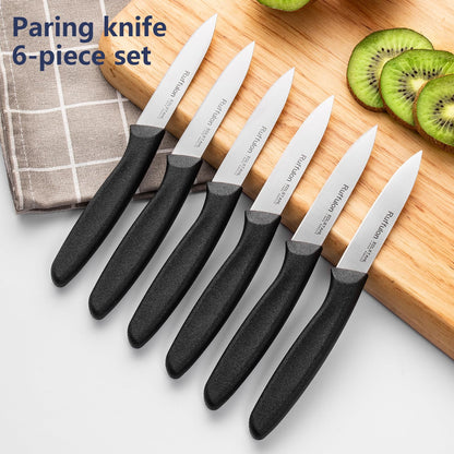 Ruffulon Paring Knife Fruit Knife Set (12 Pieces), Ultra Sharp Stainless Steel Vegetable and Fruit Knife with PP Plastic Ergonomic Handle for Cutting Fruits and Vegetables.