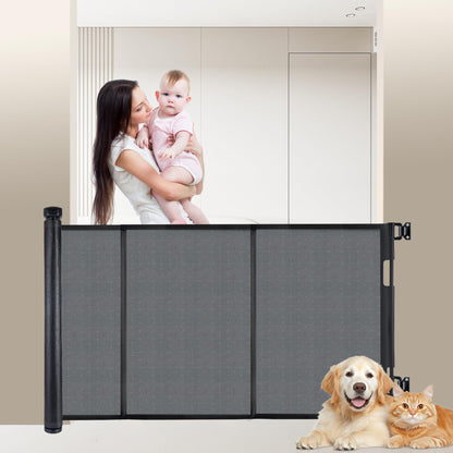 Colbabe 200 inches Extra Wide Retractable Baby Gate, 41.5 inches Tall Mesh Safety Gate for Oversized Openings, Living Rooms, Patios, Child & Pet Barrier for Indoor Outdoor Use, Black