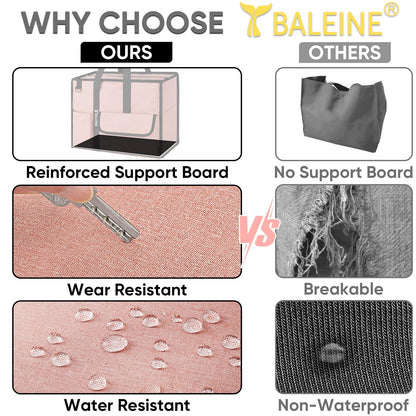 BALEINE Large Utility Tote Bag with Reinforced Bottom, Multi-Pockets and Top Zipper Closure, Perfect for Teachers, Nurses, Travel, Work - Water-Resistant (Large, Black)
