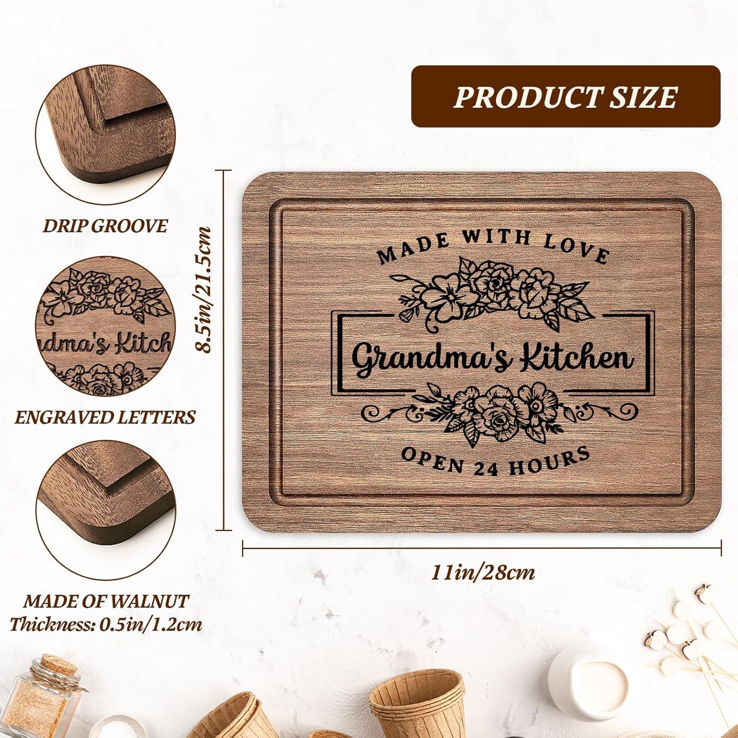 Grandma Gifts, Thoughtful Kitchen Cutting Board for Grandma from Grandkids, Best Gift Ideas for Mothers Day