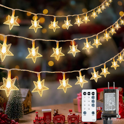 Star String Lights - 39ft 100LED Fairy Lights with Remote | Waterproof Indoor/Outdoor Decor - Warm White