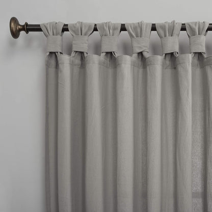 Archaeo Washed Cotton Twist Tab Curtain, 52" x 63", Silver Gray for Home Decor