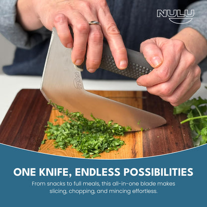 NULU Ergonomic Kitchen Knife for Arthritis & Weak Hands — Adaptive Multi-Grip, Low Strain, Chef's Knife with Sheath
