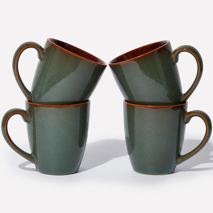 14 oz, Set 4, Set Pokini Coffee Mug Ceramic Coffee Mugs of Reactive Glaze Mug for Latte/Tea/Cappuccino, Large Stackable