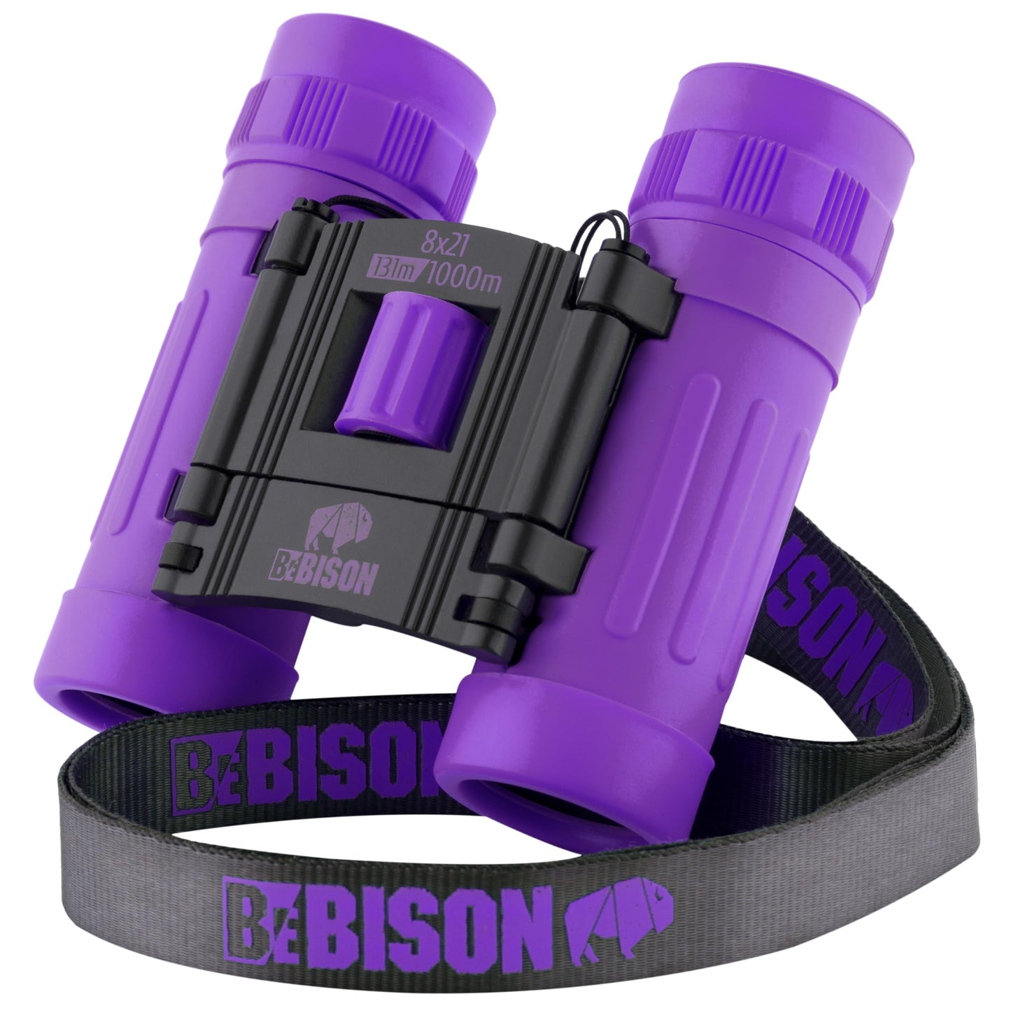 BeBison Binoculars for Kids and Adults - 8x21 High Resolution Real Optics - Compact Folding Shockproof Kids Binoculars for Bird Watching - Spy Games - Outdoor Play for Boys and Girls