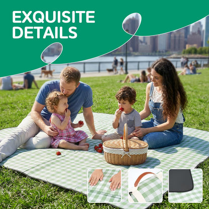 RYCHIC Waterproof Picnic Blanket Beach Outdoor Camping Mat Extra Large Foldable Cute Big Travel Essential Accessories Gift Park Patio Lawn Garden Grass Ground Play Music Festival Concert Must Have