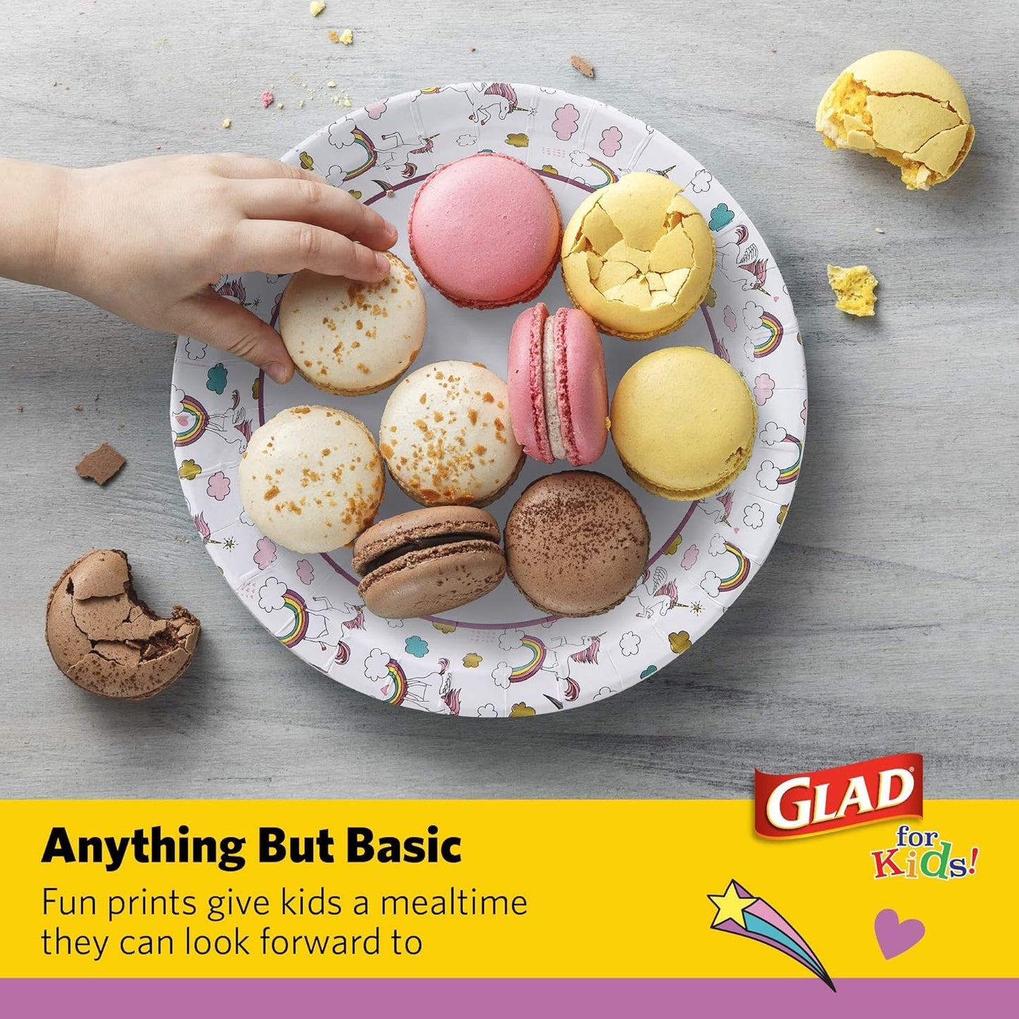Glad for Kids Unicorn Theme Disposable Paper Plates, Heavy-Duty Soak-Proof Round Plates for Kids Birthdays, Parties, and Everyday Meals, Microwave Safe, 8.5 Inch, 20 Count - 3 Pack
