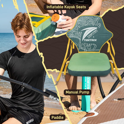 TIDETREK 11'6" Inflatable Stand Up Paddle Boards, Premium SUP Accessories, Non-Slip Comfort Deck for Youth & Adults (Amber Drift/Kayak Seat)