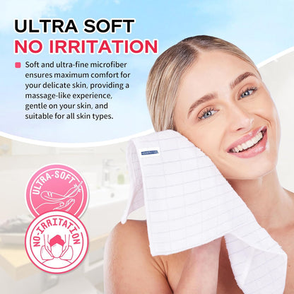 12 Pack Microfiber Washcloths Face Towel, White Towels Fingertip Washcloth, Soft Lint Free Quick Dry Bulk Absorbent