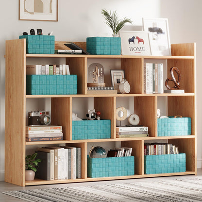 Uvellgift Woven Storage Baskets, Storage Bins, Cube Basket Container Baskets Storage Boxes Organizers for Clothes /Shelves/ Closet, Set of 6 (Aqua)