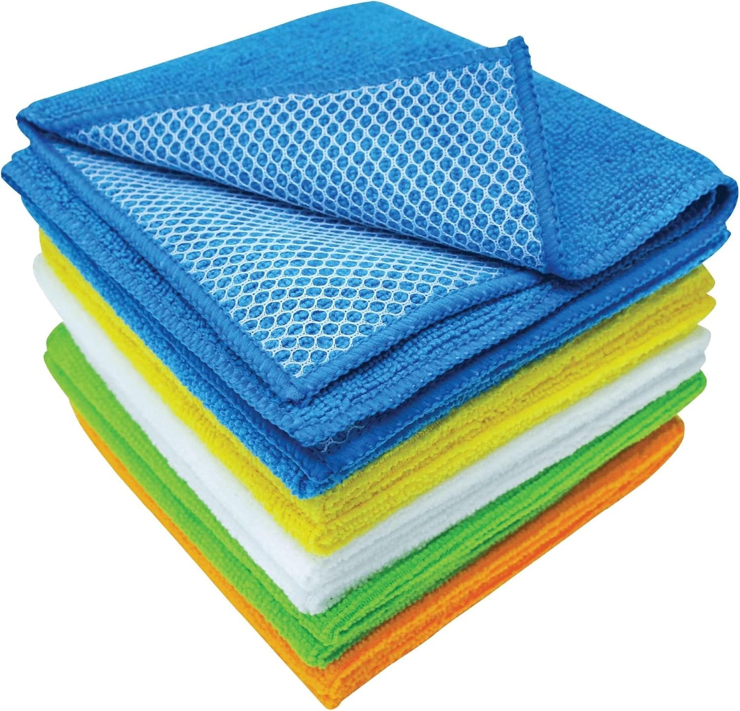 12 12 10 Pack S&T INC. Dish Cleaning Cloths with Poly Scour Side, Microfiber Cleaning Cloths, Assorted, In. x In.