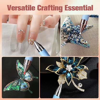 Automatic Refillable Wax Pen for Diamond Painting,2pcs Rhinestone Picker Tool,Diamond Painting Pens Kit with 24 Replacement Wax,Rhinestone Pickup Tool for Nail and Diamond Paint Art