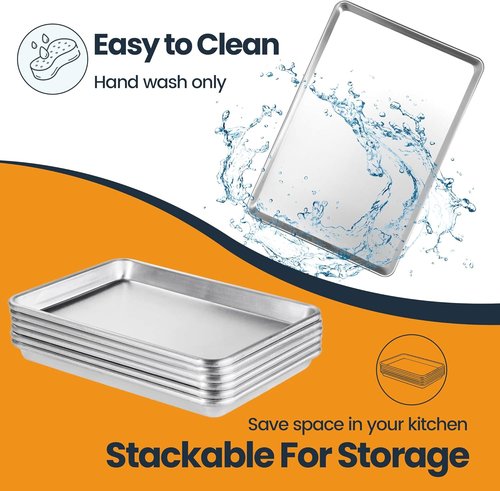 Half Size Baking Sheet Pan - Durable Aluminum Cookie Sheet | 12 Pack, Anti-Stick 18”x 13”
