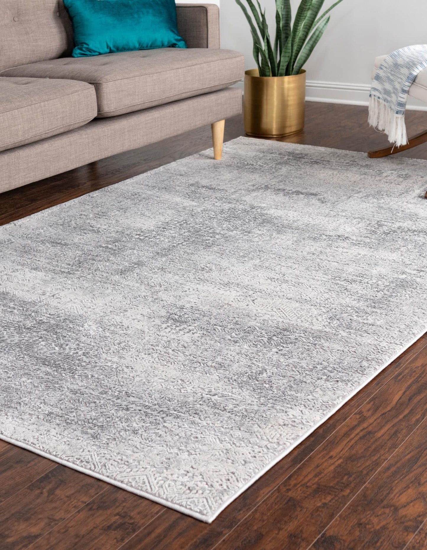 Unique Loom Finsbury Collection Area Rug - Sarah (7' 10" x 11' Rectangle Gray/Ivory)