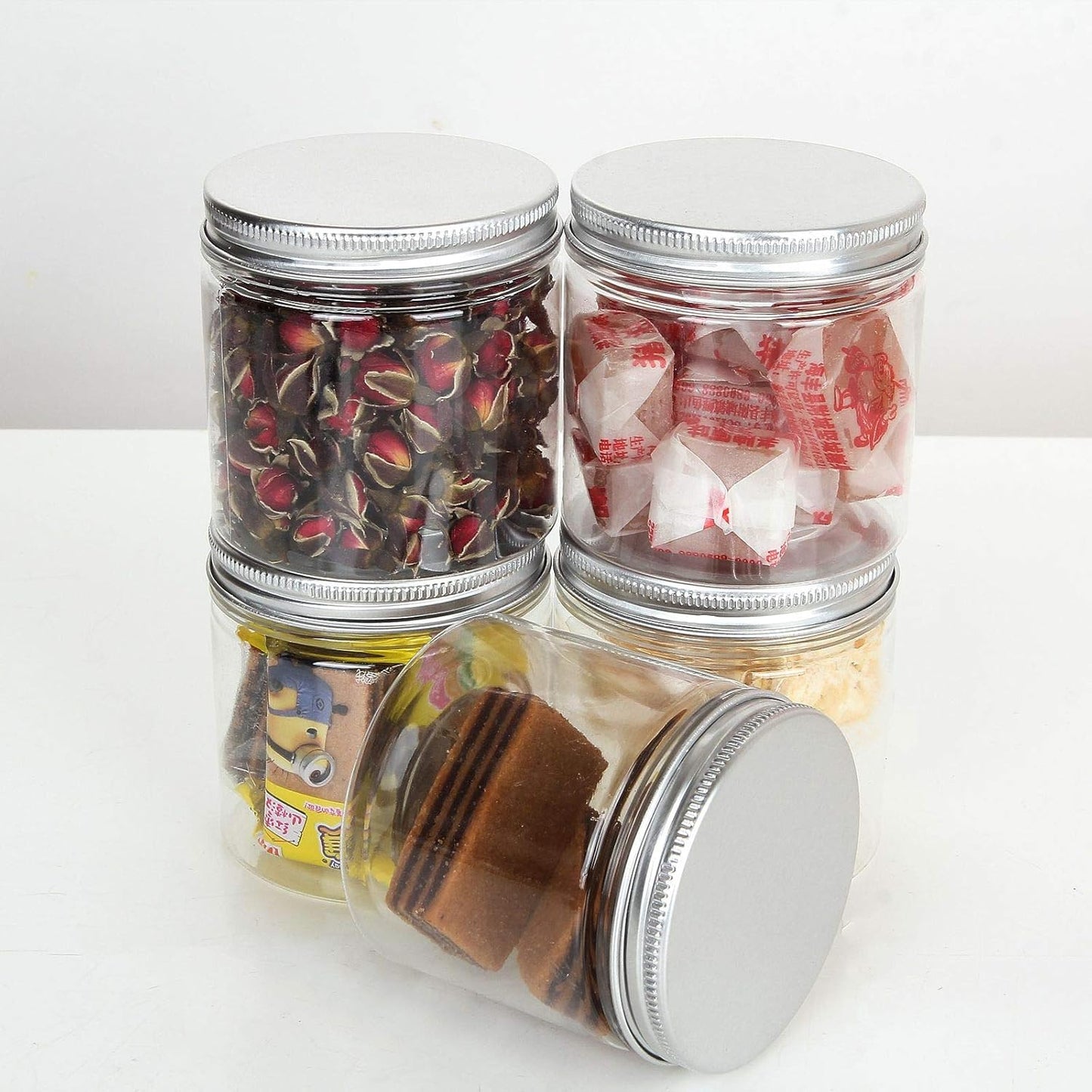 24Pack 6 oz Empty Plastic Jars with Lids - Clear, Wide Mouth, Airtight Gift & Food Jars for Travel, Home, Kitchen