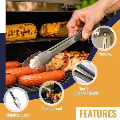 Z GRILLS Stainless Steel Tongs Set, 2 Packs with Heat Resistant Handle for Kitchen and Outdoor Barbeque