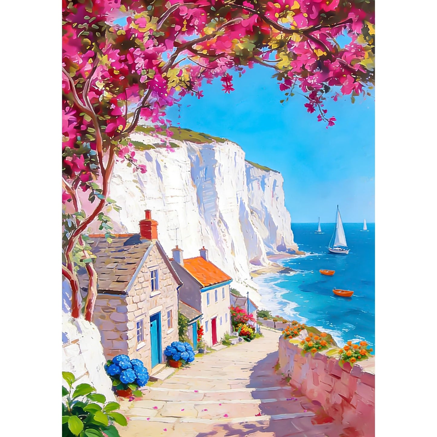 AIRDEA Landscape Diamond Art Painting Kits for Adults Seaside Diamond Painting 12x16in DIY Gem Art Kits for Beginners
