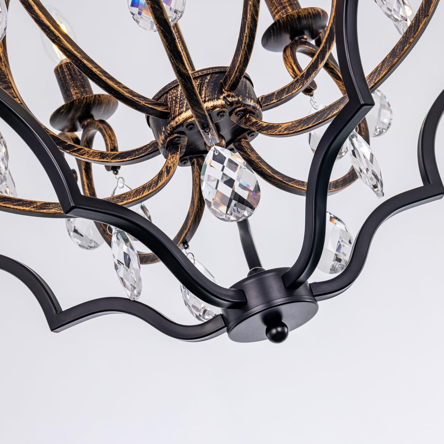 TOCHIC 5 Lights Farmhouse Chandelier, Rustic Orb Chandeliers for Dining Room, Black Crystal Chandelier Light Fixture for Living Room, Bedreoom, Hallway, Bronze, D 27"