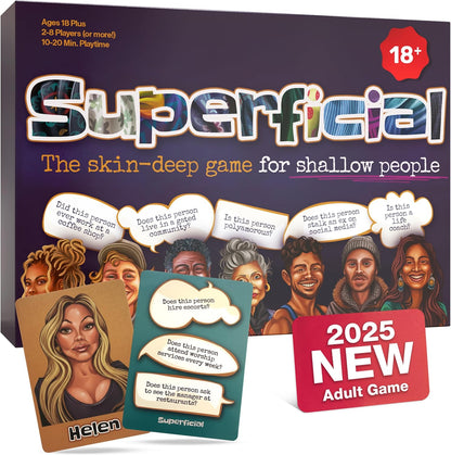 18+, 2 20 Superficial Adult Party Card Game - The Skin-Deep Game for Shallow People - Hilarious Party Games