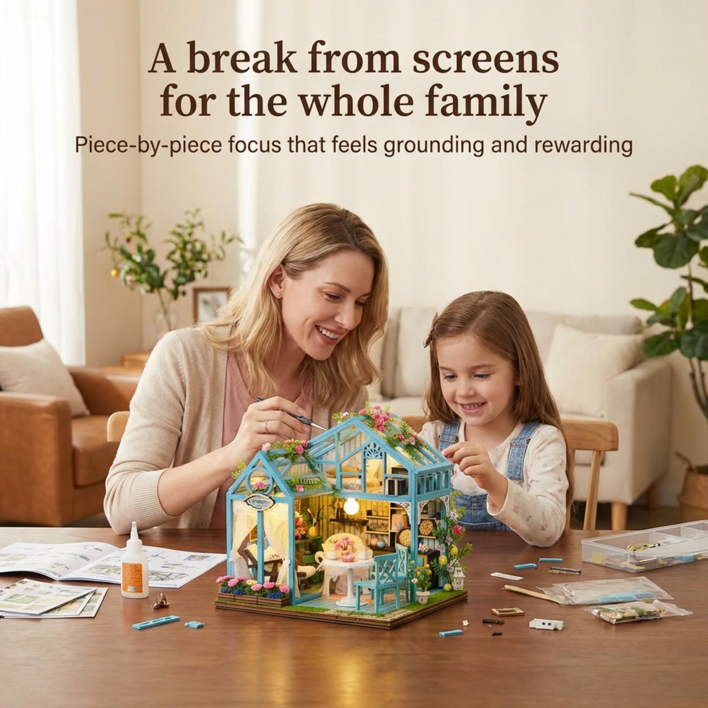 Book Nook Kit - DIY Miniature House Kit for Adults, Teens and Beginners, Booknook Library Tiny House Bookshelf Decor 3D Wooden Puzzle, Gifts for Family, Friends (Floral Reverie)