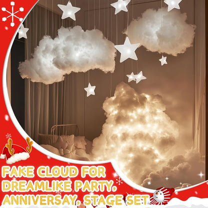 YUNAI Christmas Fake Snow Decorations 500g/17.64oz, Artificial Snow Fake Clouds Cotton Stuffing for Crafts, Fluffy Fiber Poly Fill Indoor for Pillow Winter Christmas Tree Village Mantle Nativity Decor