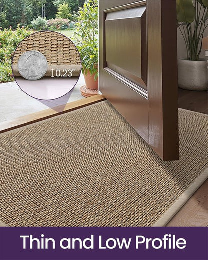 DEXI Ultra Thin Indoor Door Mat - Non-Slip Rubber Backing | Easy-Clean Dirt Trapper, 24x36, Beige