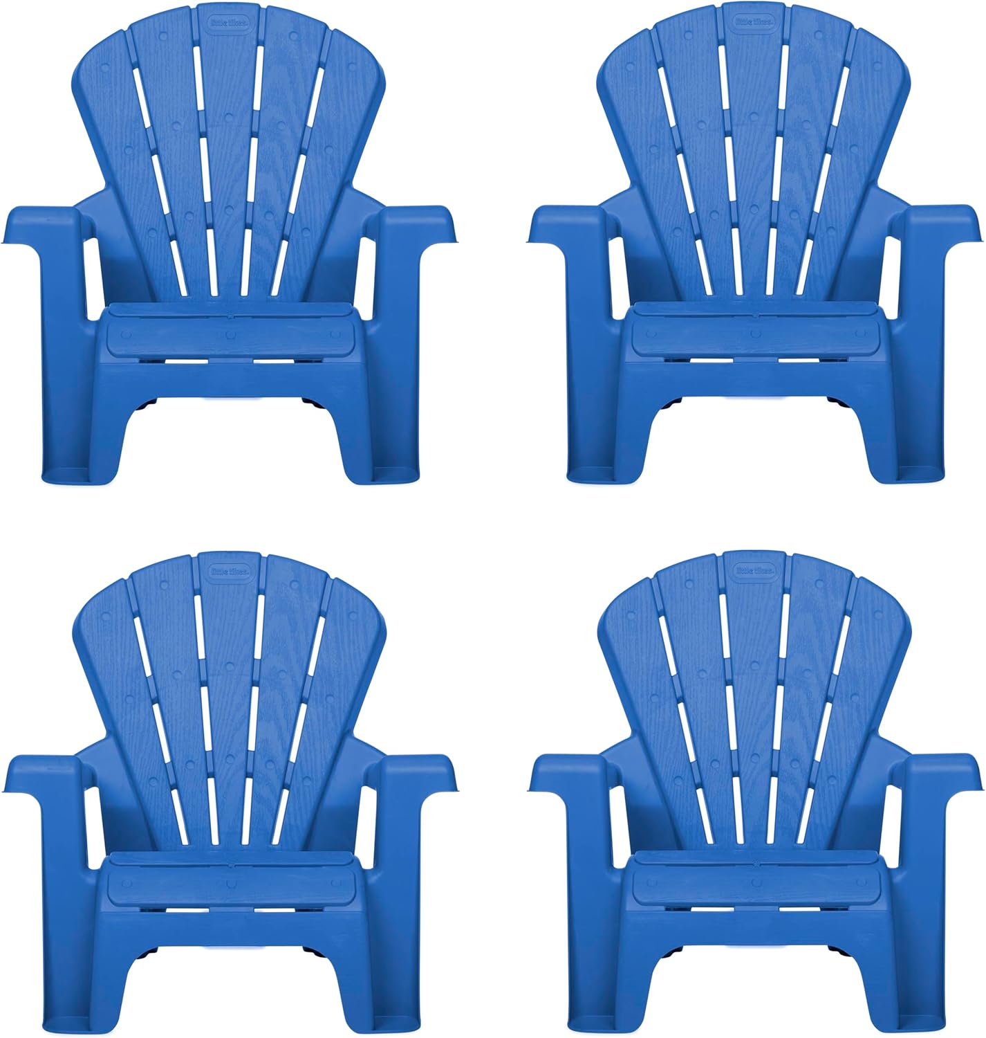 4 Pack Set Little Tikes Kids Garden Chair in Blue, Outdoor Toddler Activity Adirondack Chairs for Picnic, Garden