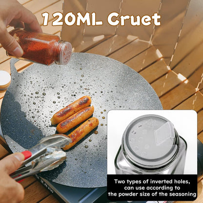 HIKEMAN Portable Camping Spice Set with 9 Spice Containers, Pepper & Salt Shakers, Separable Storage Bag for BBQ, Picnic