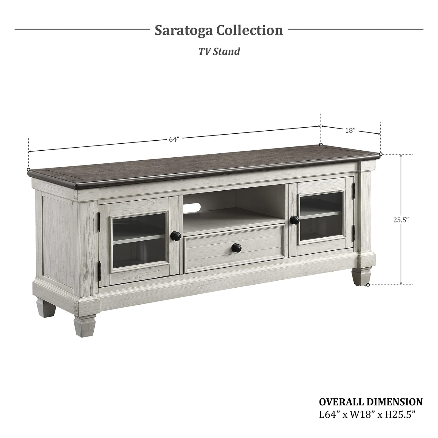 Lexicon Saratoga TV Stand, Rosy Brown/Antique White