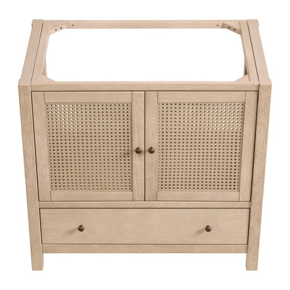 Alaterre Furniture Lucca Bathroom Vanity - Freestanding Cabinet Without Sink - 36 Inch Wood Bathroom Vanity with Large Drawer and Soft-Close Doors - Under Sink Cabinet Only (Natural)