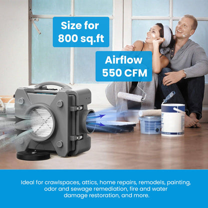 CADPXS Shield-550 Air Scrubber Grey and 2 Pack MERV-10 Filters Bundle