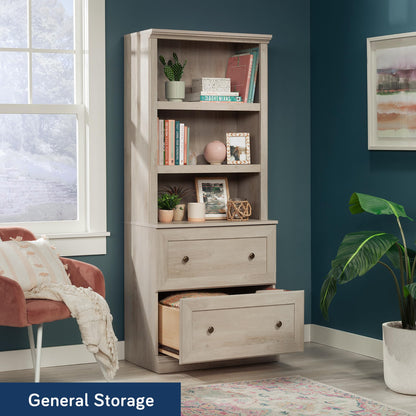Sauder Miscellaneous Storage Library, Chalked Chestnut Finish