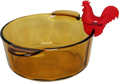 HOME-X Red Rooster Spoon Holder - Fun Kitchen Accessories, Pot/Pan Clip for Hostess Gifts