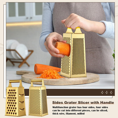 Baderke 6 Pcs Gold Kitchen Accessories Set Includes 3 Gold Mixing Bowls with Airtight Lids Stainless Steel Colander Grater Slicer and Fine Mesh Strainer(Mixing Bowls: 2.8/3.7/5 Qt, Colander: 4 Qt)