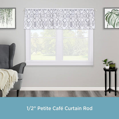 Kenney KN55971 Davenport Ball End Petite Café Curtain Rod, 48-86" Adjustable, Brushed Nickel Finish