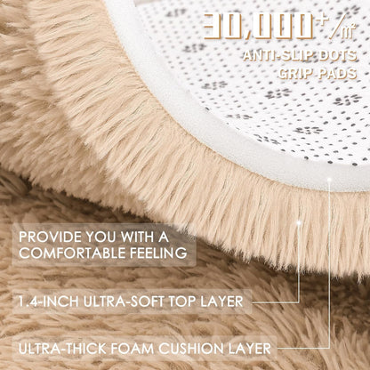 OLANLY Large Area Rug - Soft Fluffy Shaggy Indoor Carpet for Living Room & Bedroom | 5x9 Beige