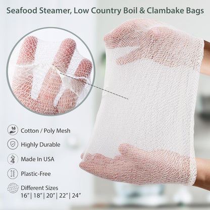 16" Pack 10, Country Seafood Boil & Steamer Bags - of Seafood Boiling Bags for Crab, Crawfish, Shellfish - Low Boil
