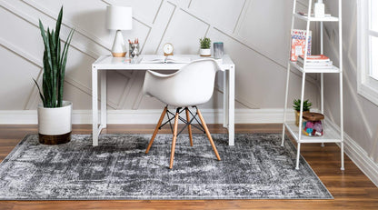 Unique Loom Aarhus Collection Vintage Border Area Rug (10' 0 x 13' 0 Rectangular, Charcoal/Ivory)