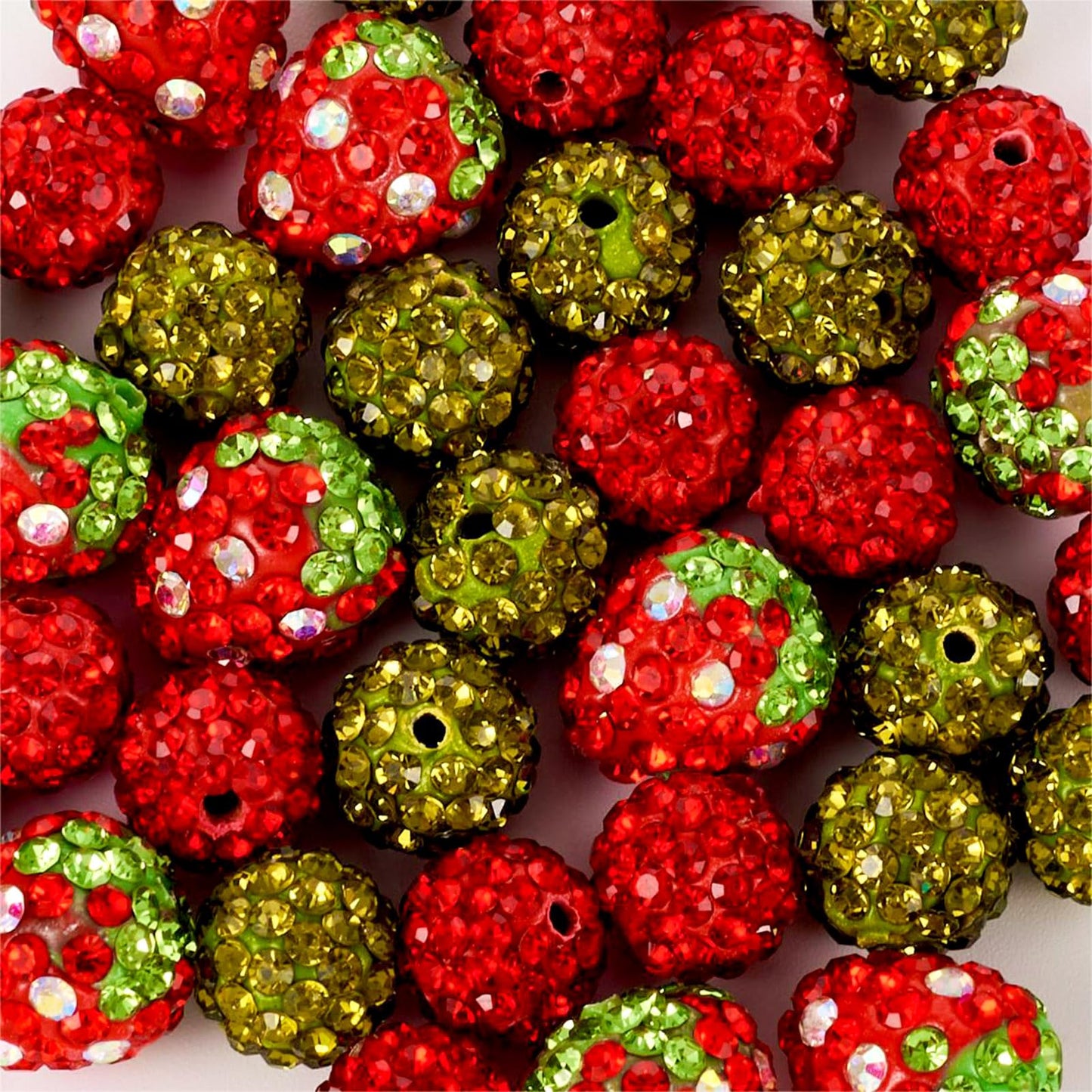 KISSITTY 40Pcs Strawberry Polymer Clay Beads Bracelet Making Kit Crystal Round Rhinestone Beads Colorful Disco Ball Bead with Elastic String for Bracelets Necklaces Jewelry Making Supplies DIY Crafts