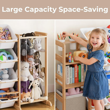 Toy Storage Organizer by [Brand Name] - Kids Playroom Bookshelf with 12 Bins & Stuffed Animal Storage - Essential Nursery Decor
