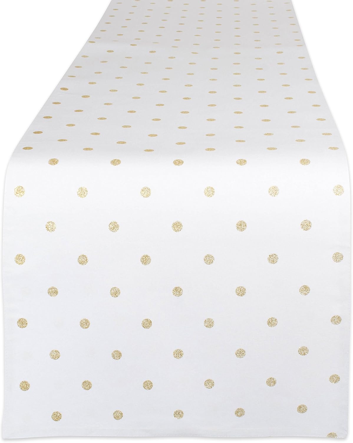 13x90, DII Polka Dot Kitchen Collection, Table Runner, Metallic White/Gold Reversible