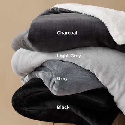 Bedsure GentleSoft Sherpa Fleece Queen Blanket - Thick, Warm, Plush Throw for Winter | Grey, 90x90 Inches