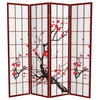 Red Lantern 6 ft. Tall Flower Blossom Divider - Rosewood - 4 Panels