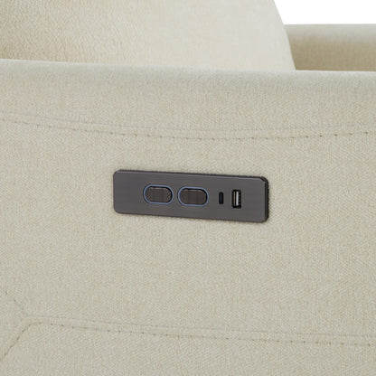 CHITA Power Recliner Chair for Adults, Electric Zero Clearance Wall Hugger Recliner for Small Spaces, Modern Living Room and RV Recliner Chair with Adjustable Power Headrest & Charging Ports, Cream